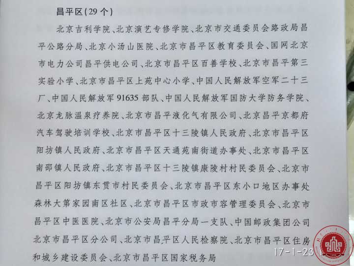我院被评为2016年度北京市市级交通安全先进单位